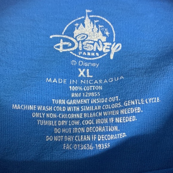 Disney Parks Blue Multi Color Rainbow Mickey Graphic T-Shirt Spellout Sleeve XL - Picture 10 of 11
